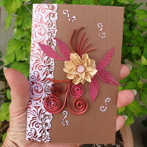 Carte  fête quilling,   scrap, carte anniversaire,  fête quilling