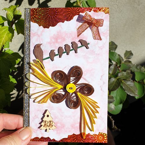 Carte quilling noël , carte  artisanale, fleurs quilling