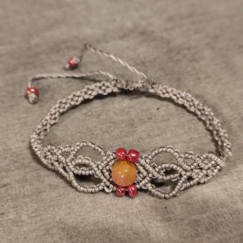 Bracelet macramé gris, bracelet fantaisie pour elle
