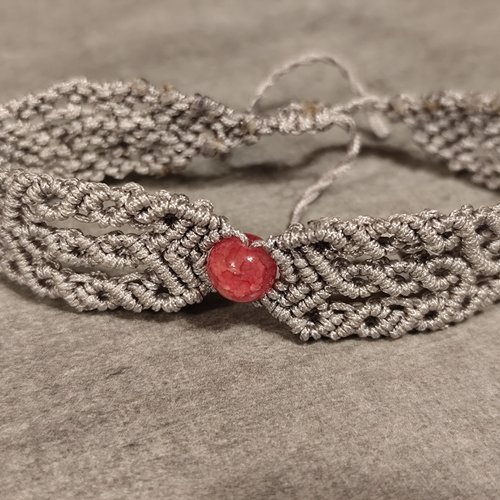 Bracelet macramé gris, bracelet fantaisie pour elle