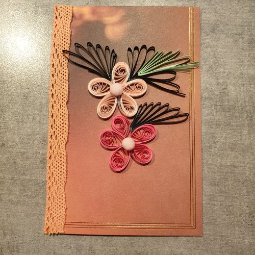 Carte anniversaire , fête, enfant, femme, carte quilling, fleurs quilling