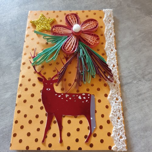 Carte noël , fête, enfant, femme, carte quilling, fleurs quilling