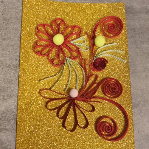 Carte noël , fête, enfant, femme, carte quilling, fleurs quilling