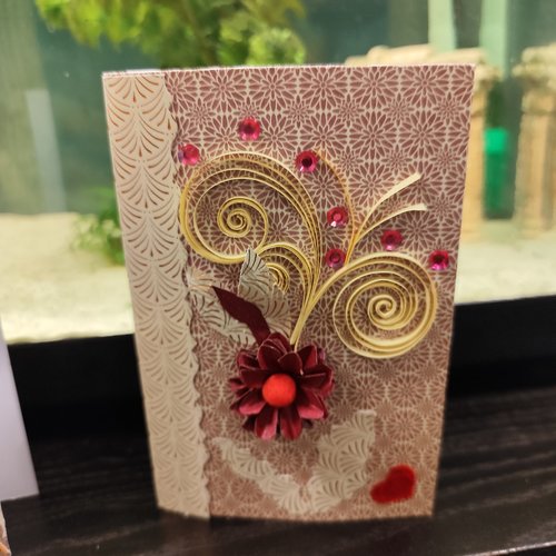 Carte anniversaire , fête, enfant, femme, carte quilling, fleurs quilling