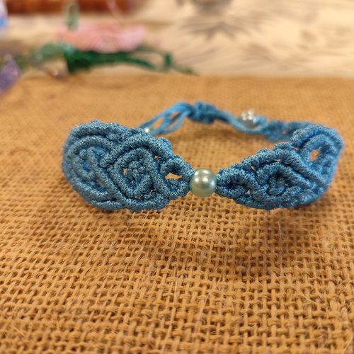 Bracelet micro macramé bleu, bracelet pour elle