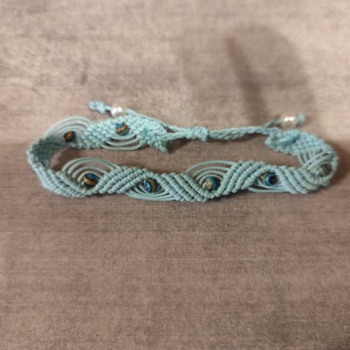 Bracelet micro macramé bleu, bracelet pour elle