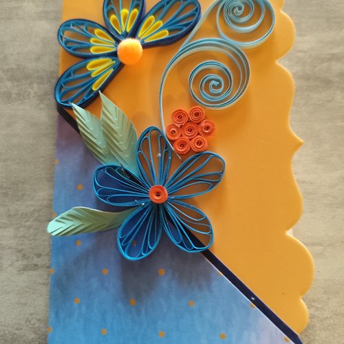 Carte anniversaire , fête, enfant, femme, carte quilling, fleurs quilling