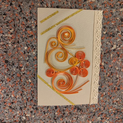 Carte anniversaire , fête, enfant, femme, carte quilling, fleurs quilling