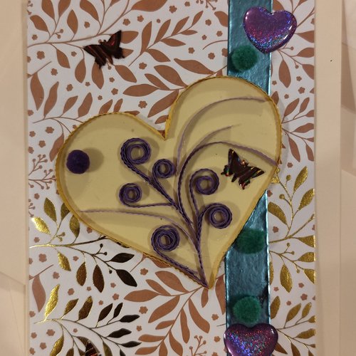 Carte saint valentin, fête, enfant, femme, carte quilling, fleurs quilling
