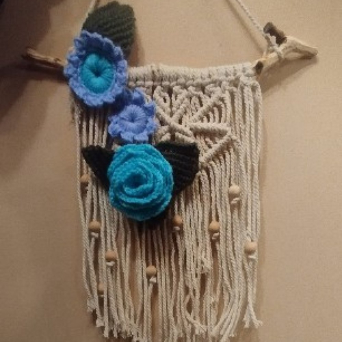 Tenture murale en  macramé et crochet