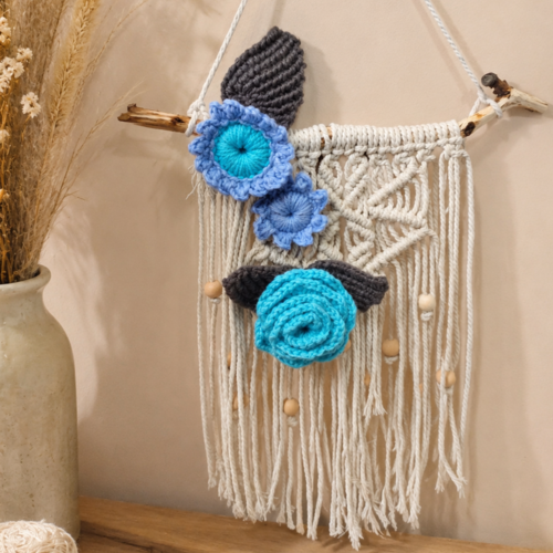 Tenture murale en  macramé et crochet