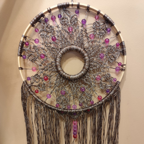 Tenture murale en  macramé et crochet