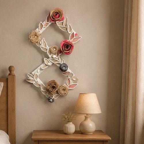 Tenture murale en  macramé et crochet