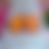 Boucles oreilles dormeuses laiton avec cabochons ovales aquarelle ooak peint artiste,bijou femme boho bobo gothique,noir orange