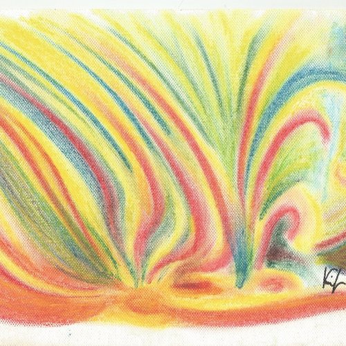 Envolee lyrique, pastel sec sur toile de coton, oeuvre originale signee,peinture intuitive coloree, art contemporain abstrait