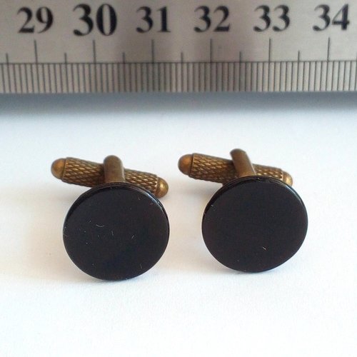 Onyx noir,boutons de manchettes avec cabochons ronds et plats,accessoire,costume cravate chemise,cadeau pour lui,fete anniversaire noel