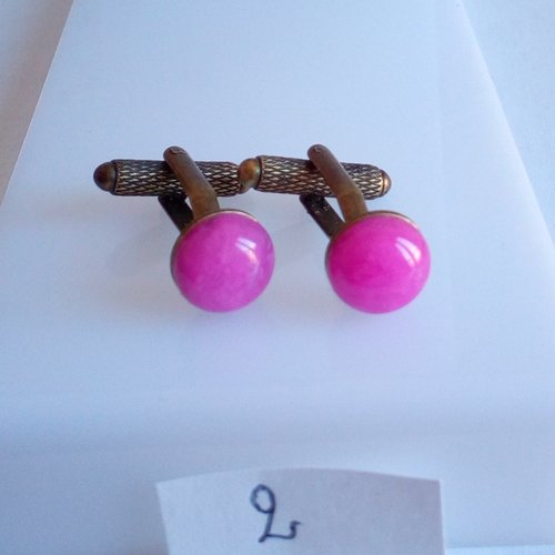 Agate rose,boutons de manchettes laiton bronze avec cabochons ronds dia 10mm,quartz pierre fine, fait mains en france, cadeau fete noel