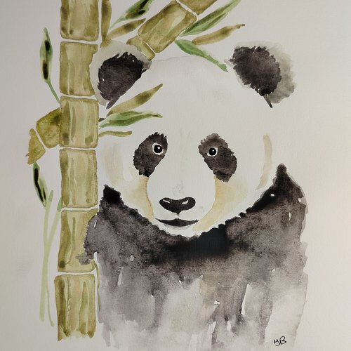 Aquarelle panda et bambou