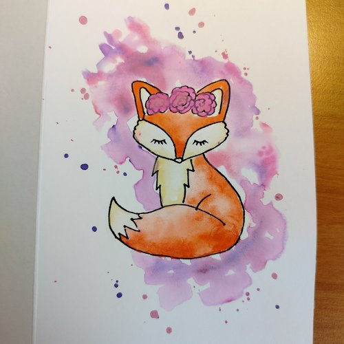 Carte d'anniversaire carte de voeux aquarelle illustration renard