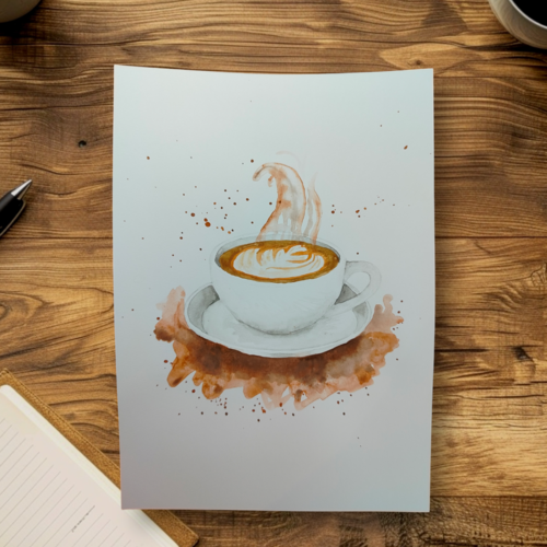 Aquarelle originale café latte