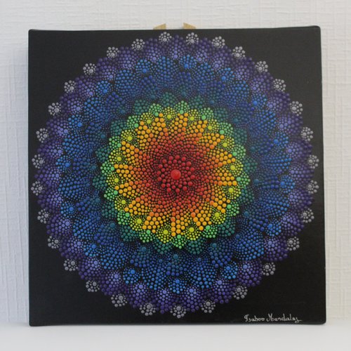 Mandala chakras multicolore sur toile