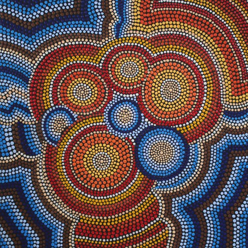 Mandala thème australien aborigène sur toile