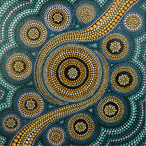 Mandala thème australien aborigène sur toile