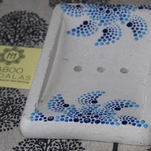 Porte-savon bleu artisanal rectangulaire en béton créatif