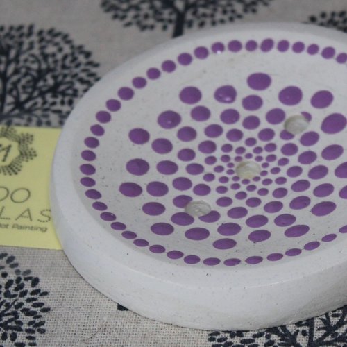 Porte-savon violet artisanal rond en béton créatif