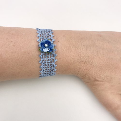 Bracelet crochet bleu