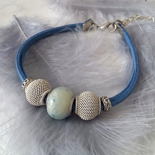 Bracelet suédine bleu