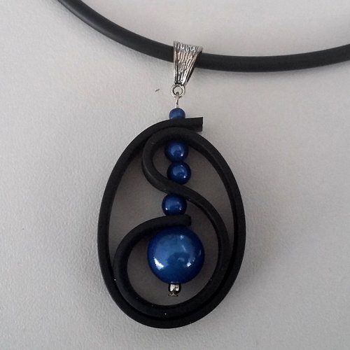 Collier pendentif perles bleues