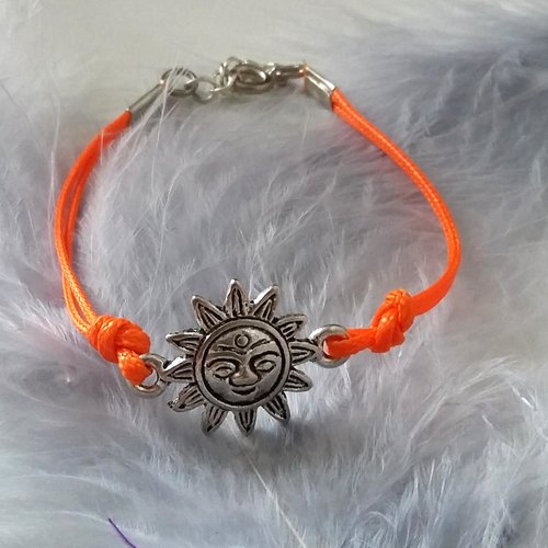Bracelet cordon orange thème soleil