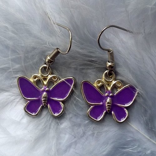 Boucles d'oreilles papillons violets