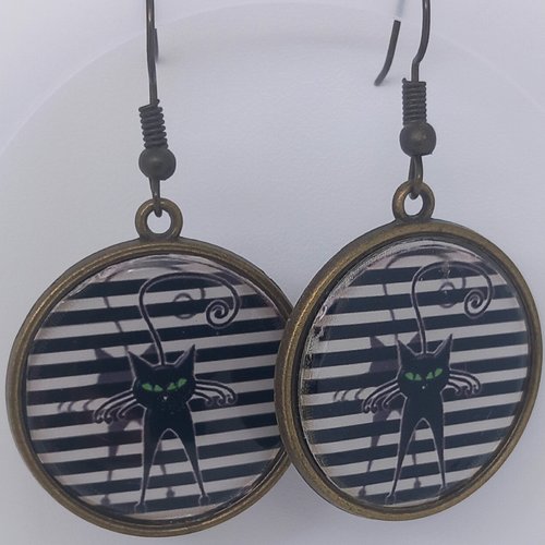 Boucles d oreilles cabochons chats