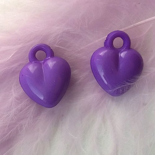 Breloques coeurs violets - les 2