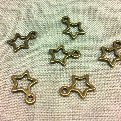 20 breloques étoiles - métal bronze t 12