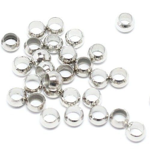 100 perles à écraser argentées 2mm tf