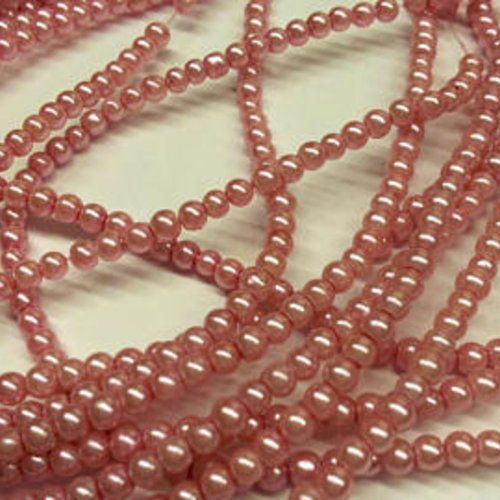 30 perles en verre - rose tendre - effet nacré - 3 mm t3