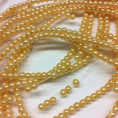 30 perles en verre - ivoire - effet nacré - 3 mm t3