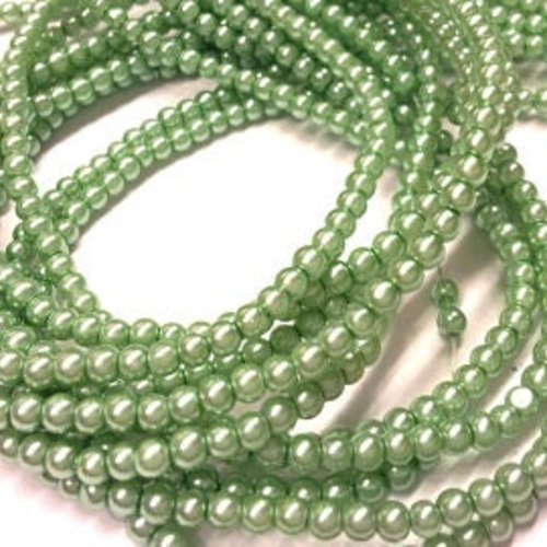 30 perles en verre - vert d'eau - effet nacré - 3 mm t3