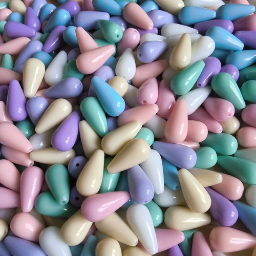 30 perles forme goutte -  couleurs pastel t5