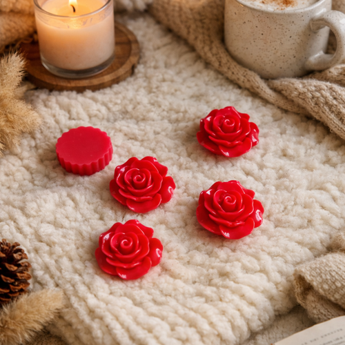 4 cabochons fleurs couleur rouge t 5