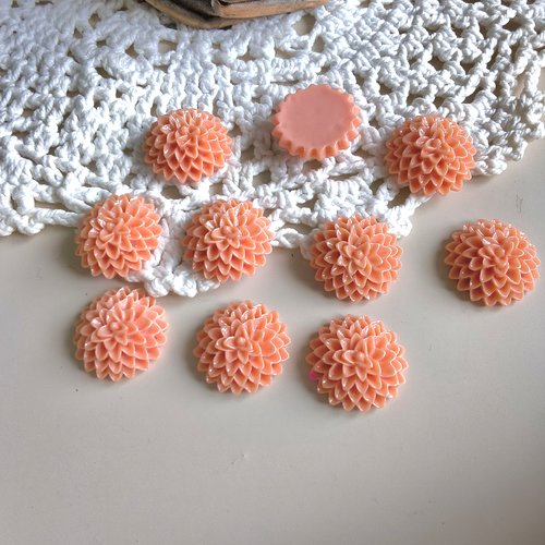 10 cabochons fleurs couleur saumon 15 x 6 mm t4