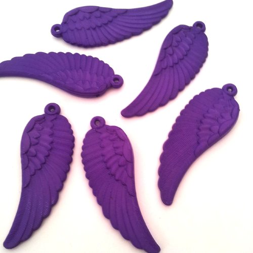 8 pendentifs ailes violettes - acrylique t23 
