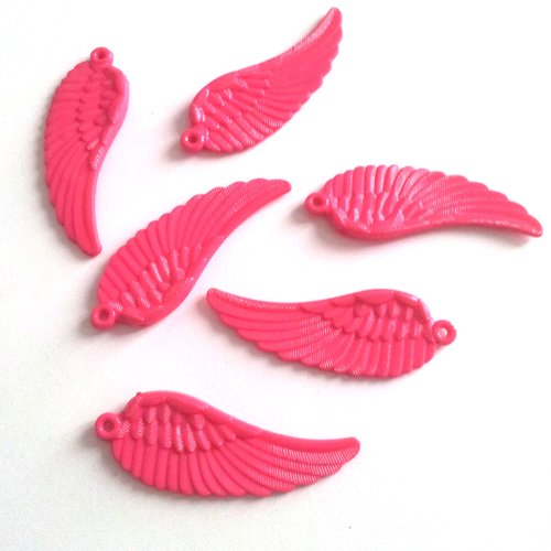 Pendentifs ailes roses - acrylique t23