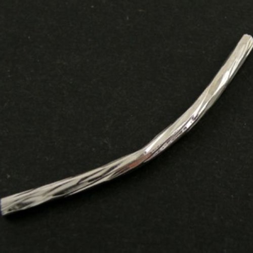 5 perles forme tube courbé - argenté - 35 mm t27 
