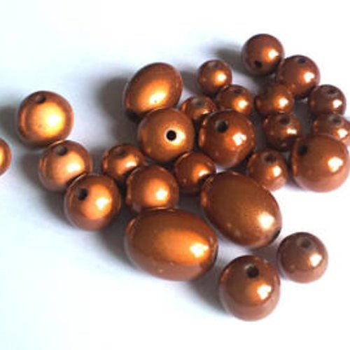 26 perles magique cuivres rondes et ovales t25