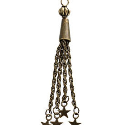 Pompon pendentif chaîne bronze - étoiles t20