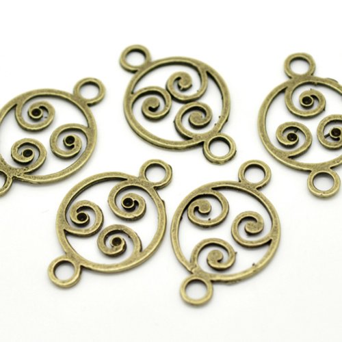 5 connecteurs arabesques - métal bronze t 19